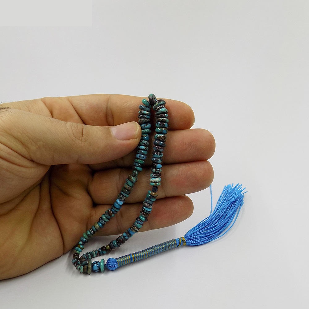 Chapelet en turquoise de Neyshabur : 66 perles de prière artisanales Mahan