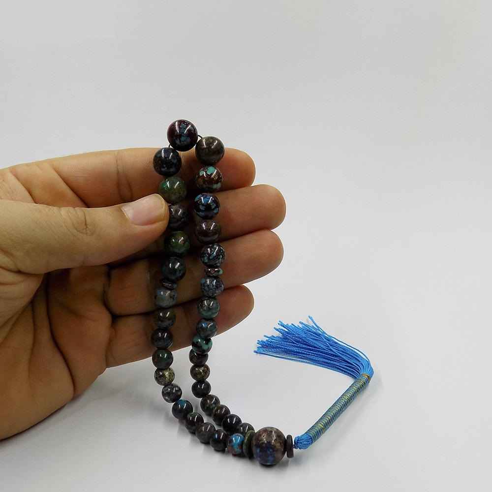 Chapelet en turquoise de Neyshabur : 33 perles de prière artisanales Zahiri