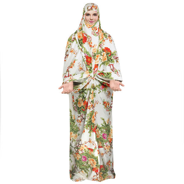 Tchador Islamique de Prière pour Femmes Idéal pour la Prière - Fleurs Orange