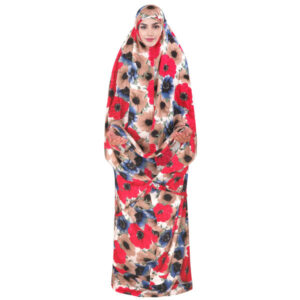 Tchador Islamique de Prière pour Femmes – Idéal pour la Prière – Fleur Rouge