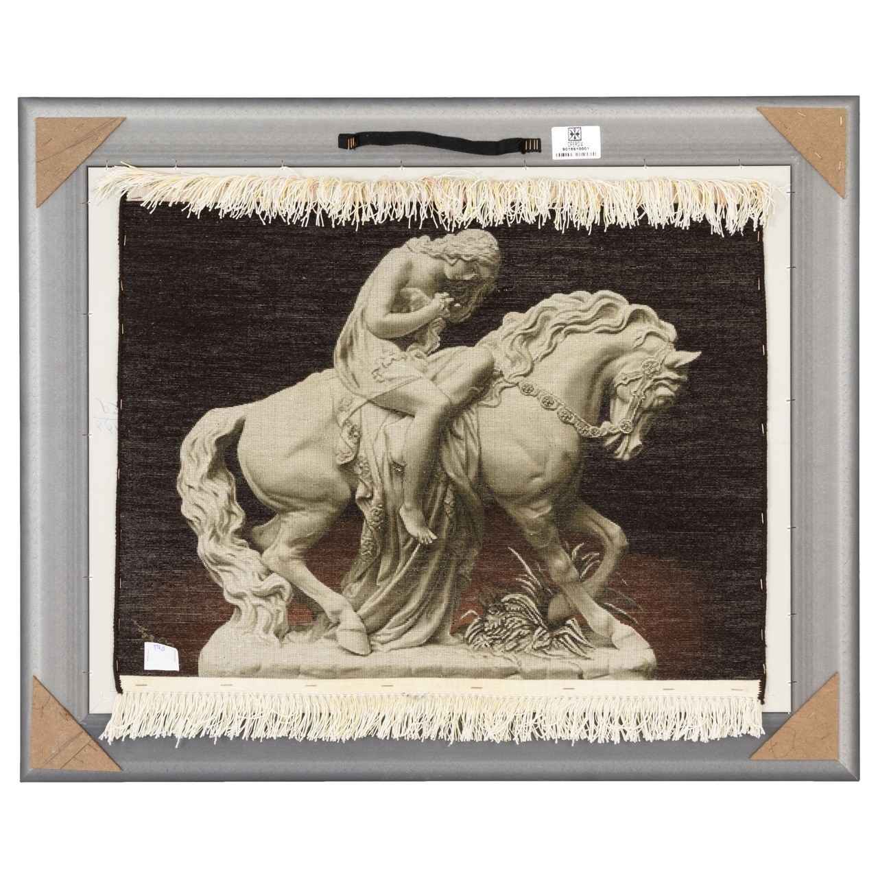 Tapis persan figuratif noué à la main de Tabriz représentant Lady Godiva en relief