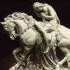 Tapis persan figuratif noué à la main de Tabriz représentant Lady Godiva en relief