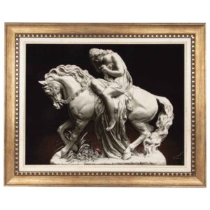Tapis persan figuratif noué à la main de Tabriz représentant Lady Godiva en relief
