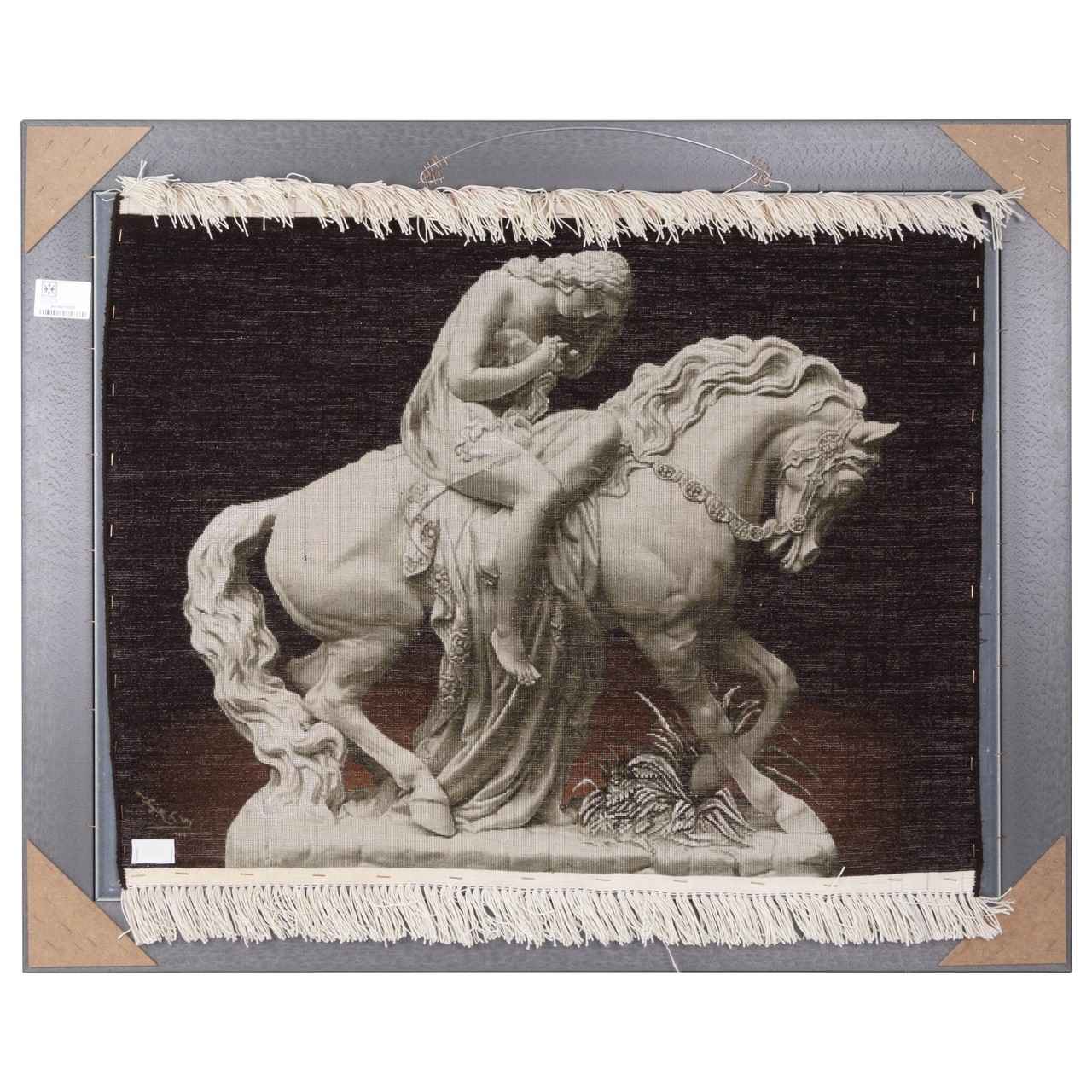 Tapis persan figuratif noué à la main de Tabriz représentant Lady Godiva en relief