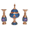 Sucrier persan artisanal en cuivre avec couvercle et vases - Émail Minakari Artistique