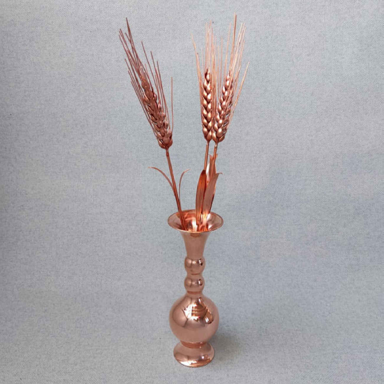 Vase décoratif en cuivre persan – Modèle boule avec ensemble de fleurs en cuivre (Set de 4)