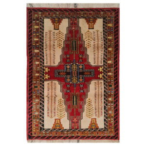 Tapis Persan Tribal Fait Main Modèle Tour
