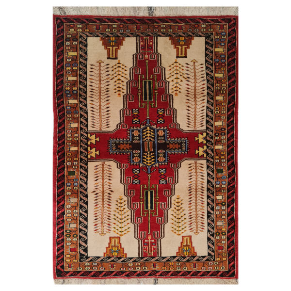 Tapis Persan Tribal Fait Main Modèle Tour