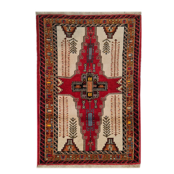Tapis Persan Fait Main Tribal Intriqué en Laine Tour