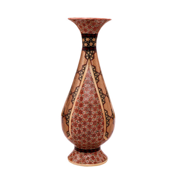Vase décoratif en cuivre persan fait main avec marqueterie Khatamkari Art C751