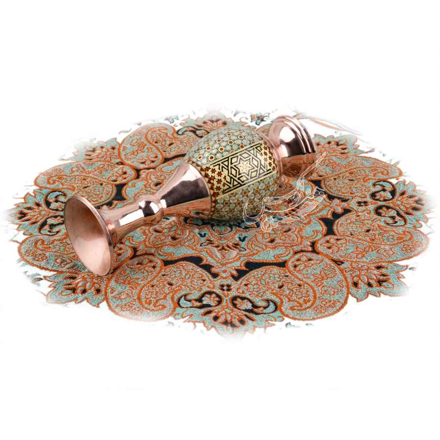 Vase décoratif en cuivre persan fait main avec marqueterie Khatamkari Art Honarlux