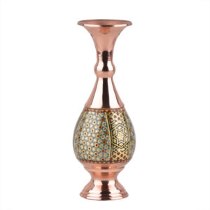 Vase décoratif en cuivre persan fait main avec marqueterie Khatamkari Art Honarlux