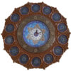 Horloge murale en bois persane artisanale - Minakari émaillée Bleu marine