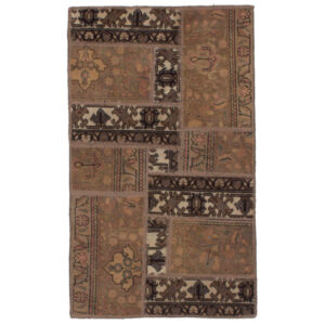 Tapis patchwork noué à la main persan vintage Browni