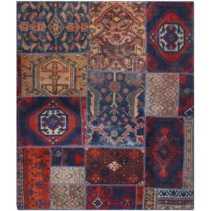 Tapis patchwork noué à la main persan vintage Haris