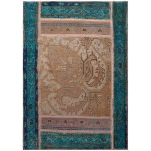 Tapis patchwork noué à la main persan vintage Bleu