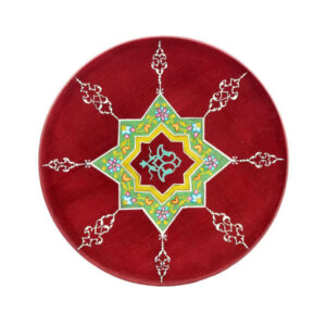 Plaque en céramique décorative peinte à la main Couleur cerise & Géométrique