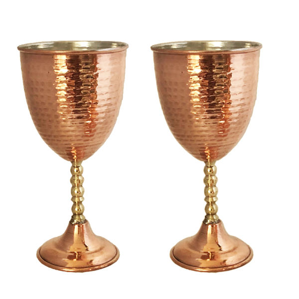 Ensemble de 2 verres à vin en cuivre persan martelé - Modèle Lune