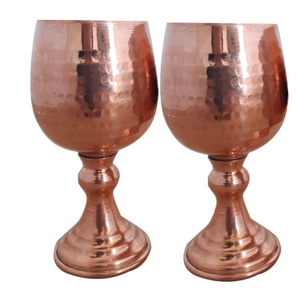 Ensemble de 2 verres à vin en cuivre persan martelé - Modèle Tournesol