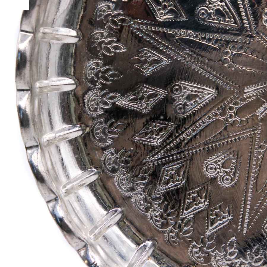 Plat de Service Persan en Cuivre Traditionnellement Martelé Noqre34