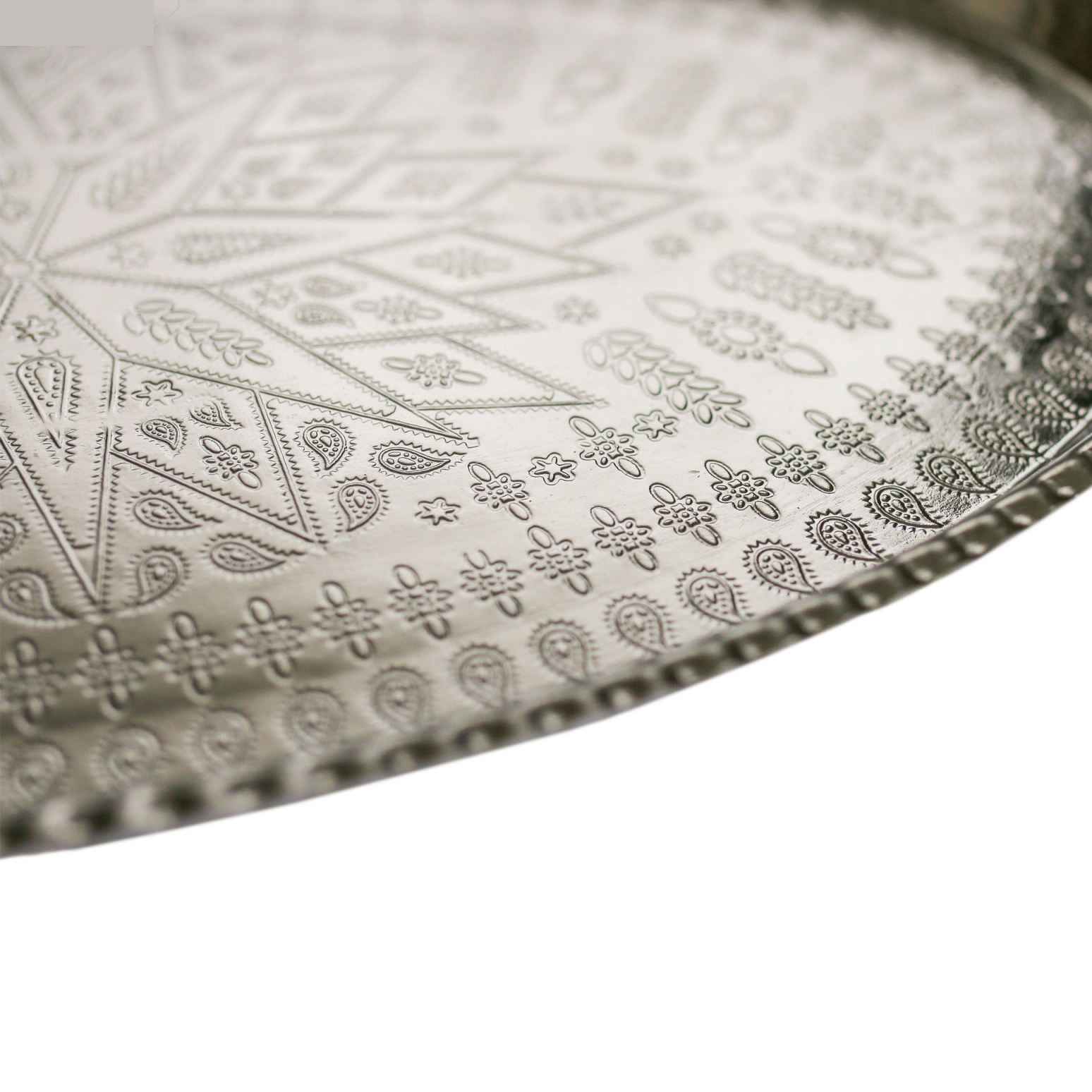 Plat de Service Persan en Cuivre Traditionnellement Martelé Silveri