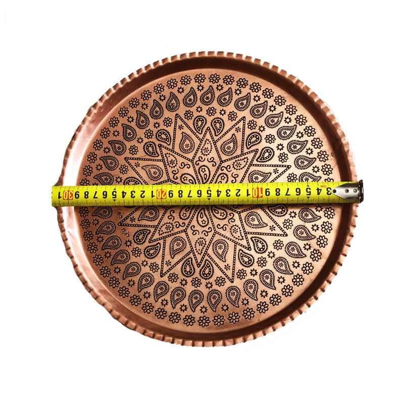 Plat de Service Persan en Cuivre Traditionnellement Martelé Toranjestan