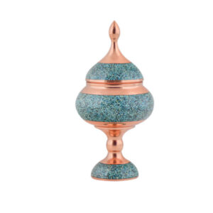 Sucrier persan artisanal en cuivre incrusté de turquoise Dina