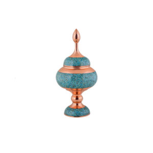 Sucrier persan artisanal en cuivre incrusté de turquoise Kiara II