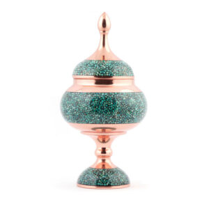 Sucrier persan artisanal en cuivre incrusté de turquoise Sinry