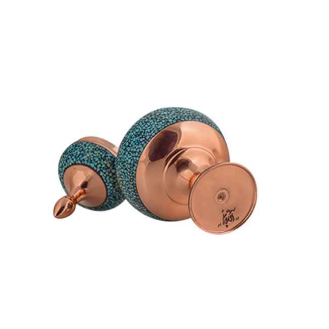 Bol à sucre en cuivre incrusté de turquoise persan fait main