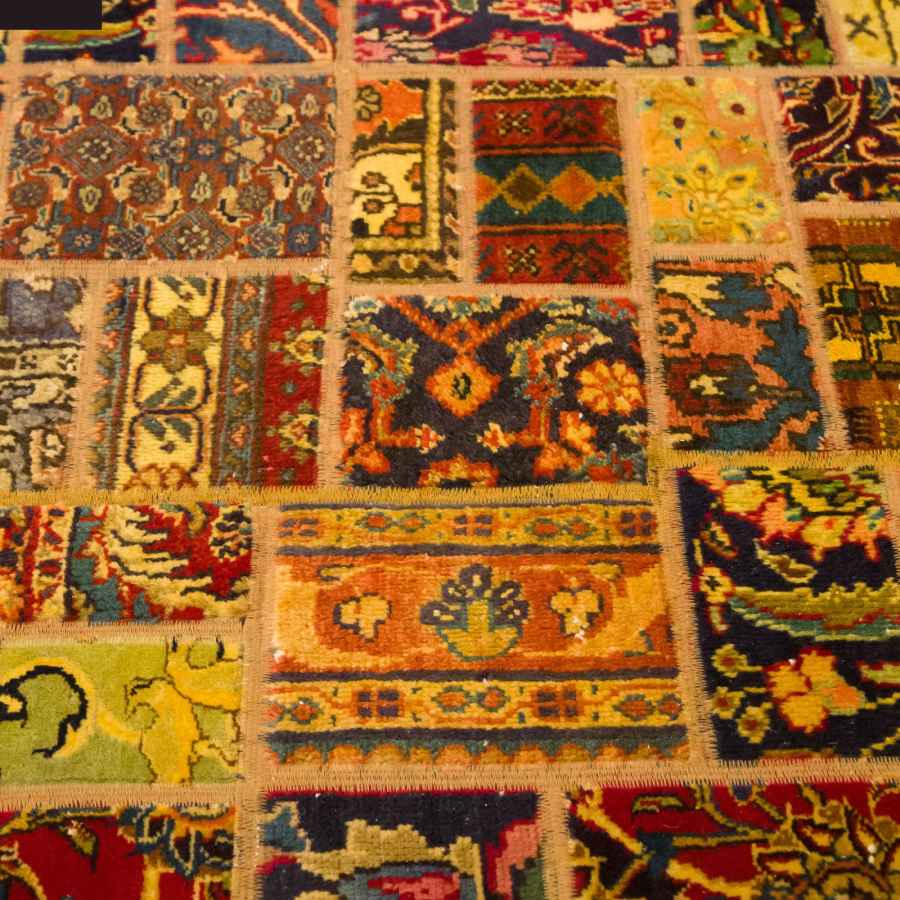Tapis patchwork noué à la main persan vintage Zard