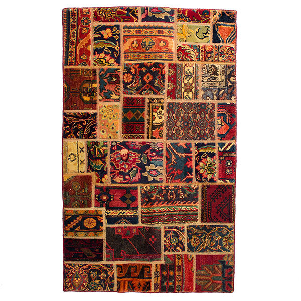 Tapis patchwork noué à la main persan vintage Zard