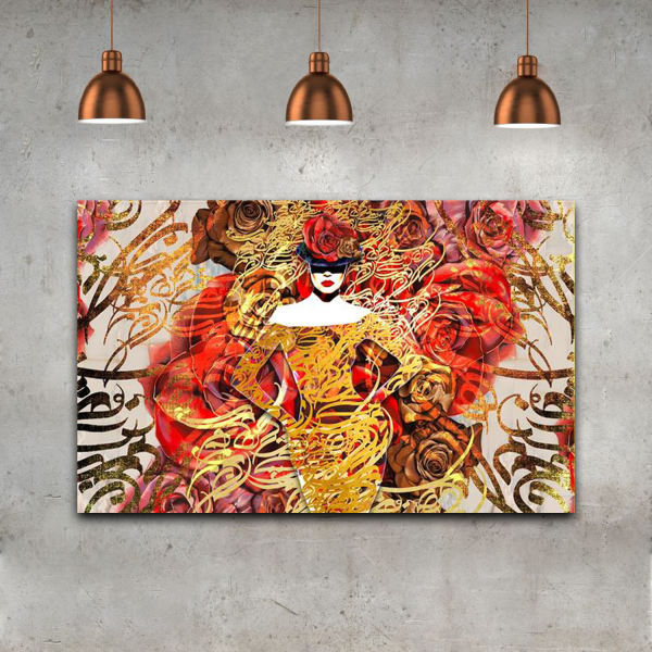 Toile d'art persane - Design orange imprimé