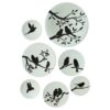 Ensemble de 7 plaques en céramique décoratives peintes à la main Moineau