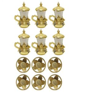 Ensemble à thé et café persan en métal – Style vintage et couleur dorée