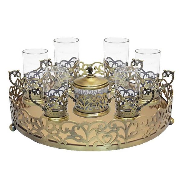 Ensemble à thé et café persan en métal - Couleur bronze