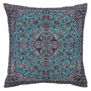 Coussin en Termeh Persan – Modèle Blue Abbasi | Design en soie fait main