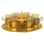 Ensemble à thé et café persan en métal – Style vintage doré