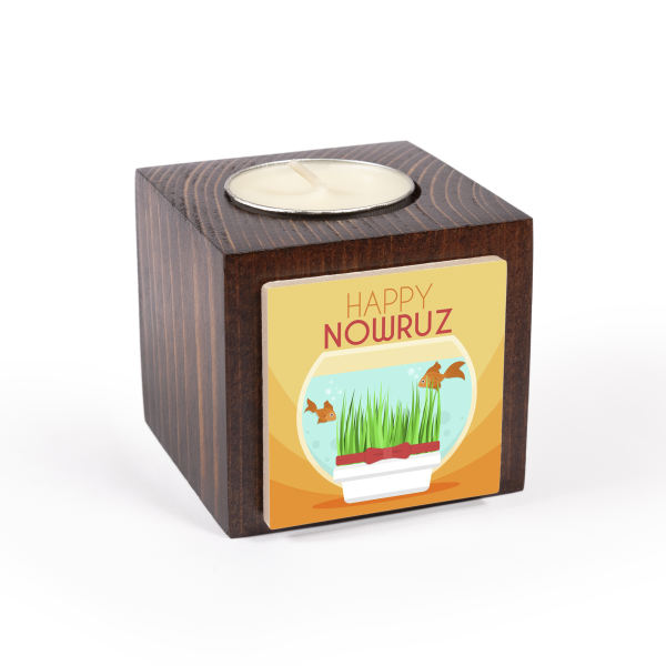 Porte-bougie en bois persan cube Nowrouz (2x)