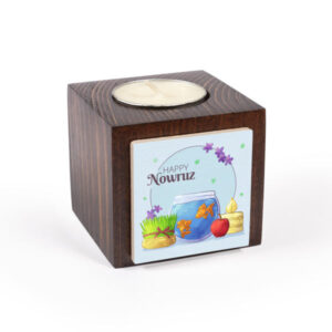 Porte-bougie en bois persan cube Nowrouz (2x)