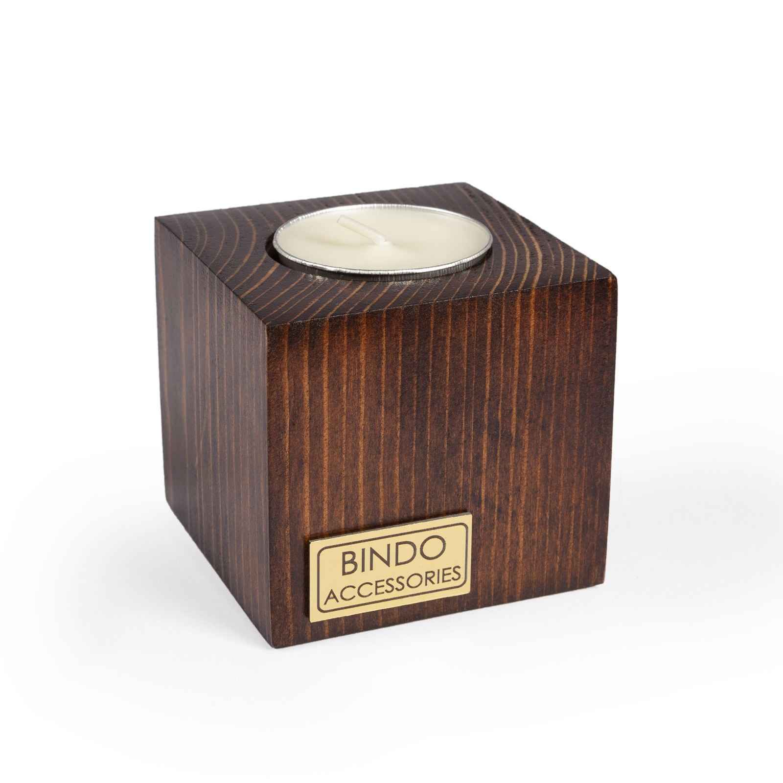 Porte-bougie en bois persan cube Fleur (2x)