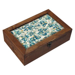 Boîte Organisatrice de Sachets de Thé en Bois avec Coffres Persan Ciel Bleu
