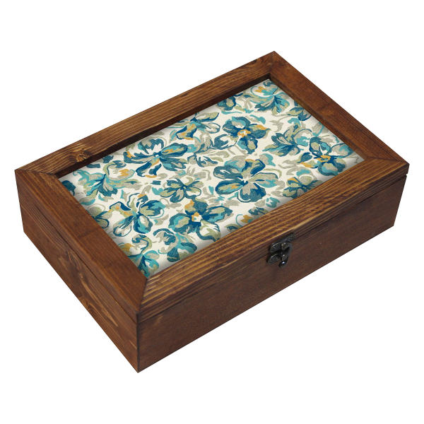 Boîte Organisatrice de Sachets de Thé en Bois avec Coffres Persan Ciel Bleu