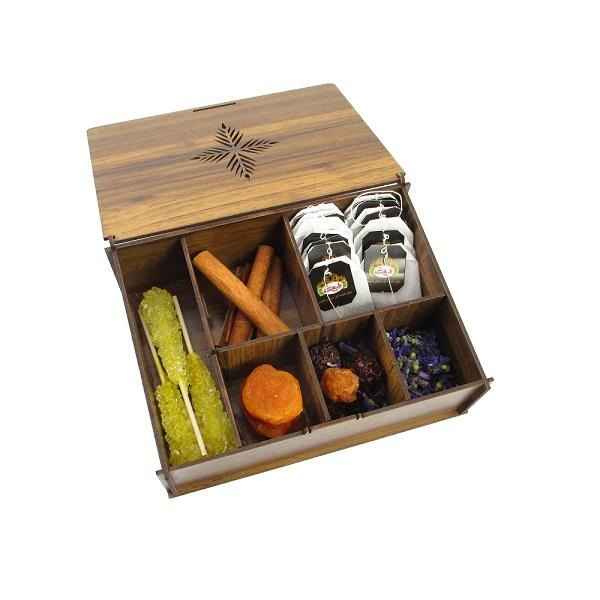 Boîte Organisatrice de Sachets de Thé en Bois avec Coffres Sunny