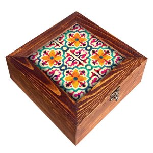Boîte Organisatrice de Sachets de Thé en Bois avec Coffres Persan Tara