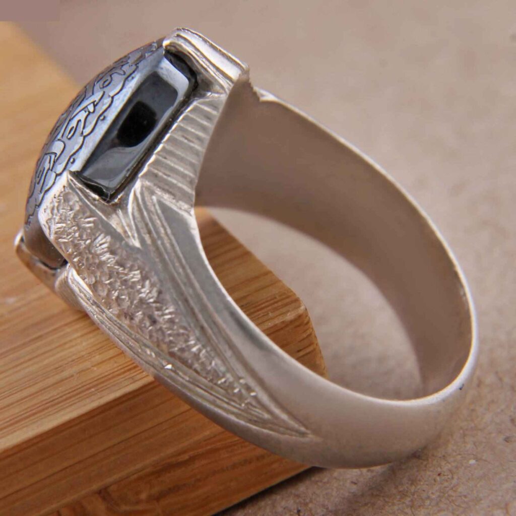 Bague en Argent Islamique avec Hématite Hadid pour Hommes Maahin