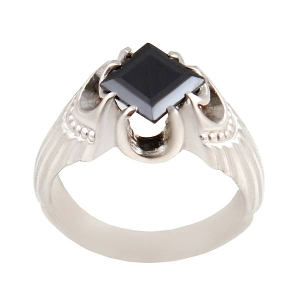 Bague en Argent Hématite Persane Pierre Précieuse Hadid pour Hommes Mahan I