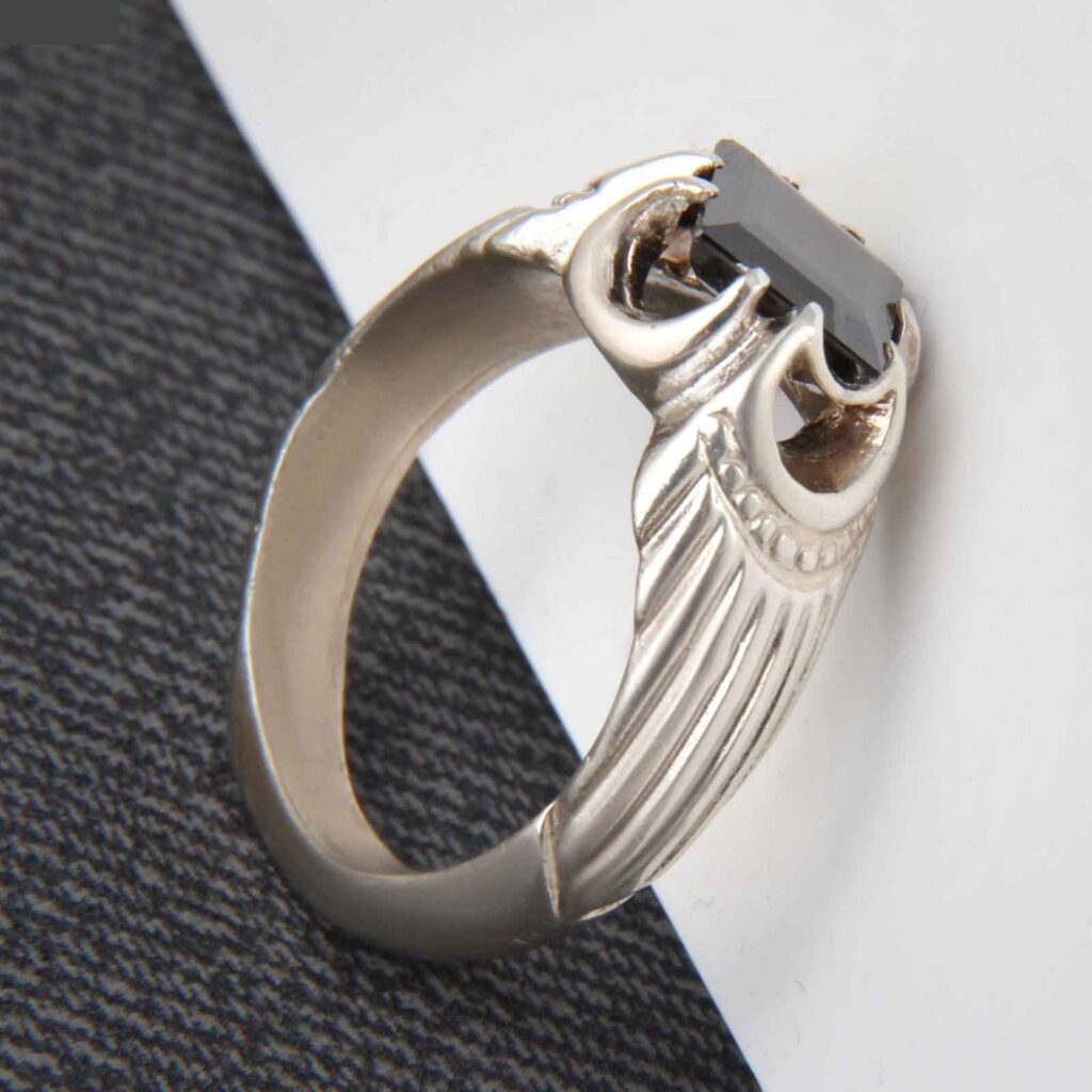Bague en Argent Hématite Persane Pierre Précieuse Hadid pour Hommes Mahan I