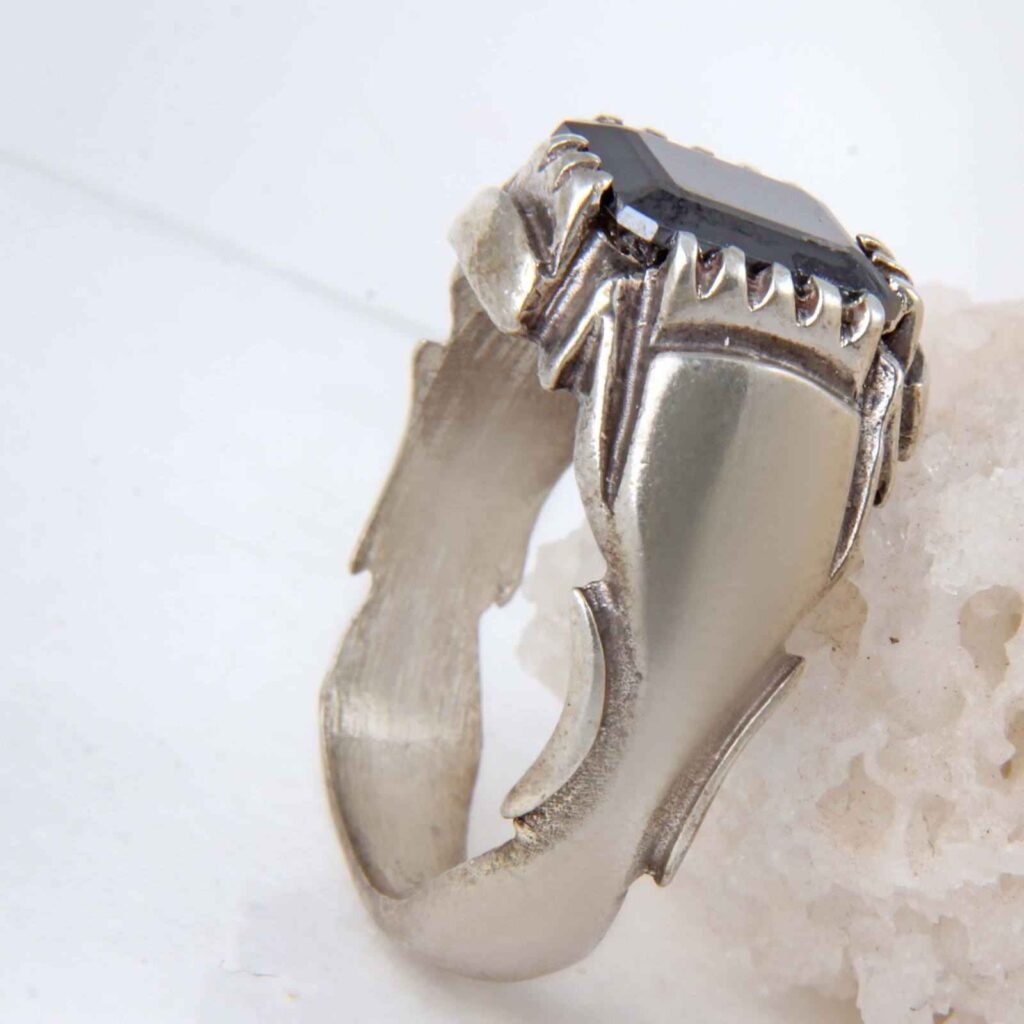 Bague en Argent Hématite Persane Pierre Précieuse Hadid pour Hommes Mahan