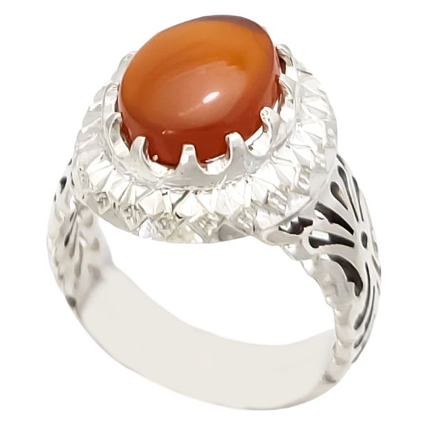 Bague en argent Aqeeq yéménite persane pour hommes